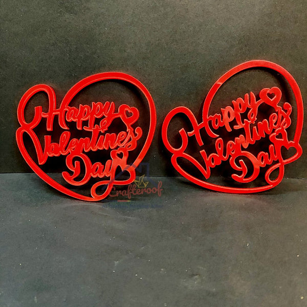 Happy Valentine's Day Red Acrylic Cutout - 2 pcs/pack