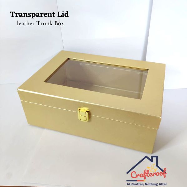Transparent Lid Trunk Box - Golden