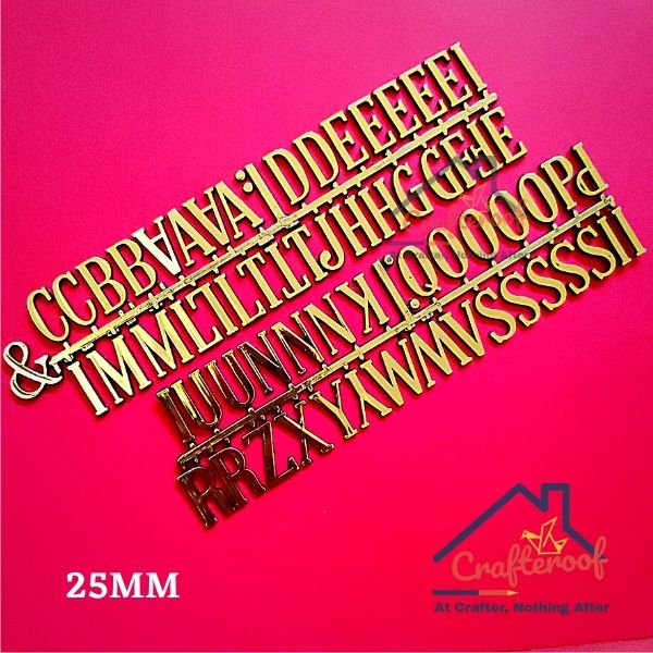 Golden Alphabet Sticker 25MM