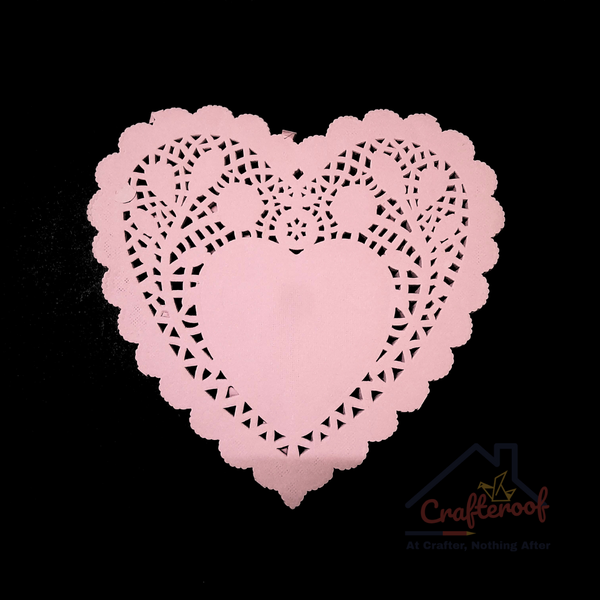 6 inch Heart Doily – Pink