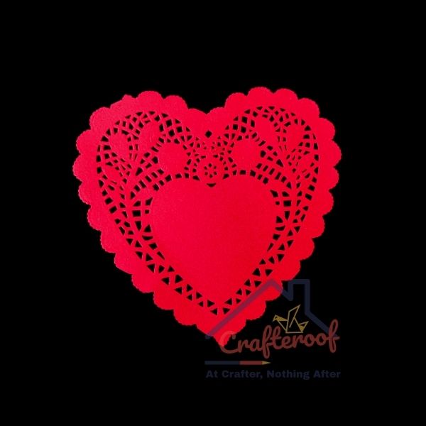 6 inch Heart Doily - Red
