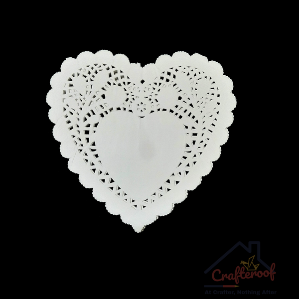 6 inch Heart Doily – White