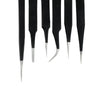 6pc Black Stainless Steel Tweezer Set