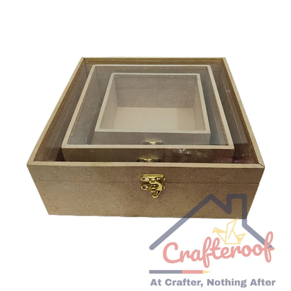 3pc Square Box - Transparent Lid