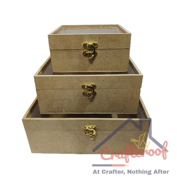 3pc Square Box - Transparent Lid