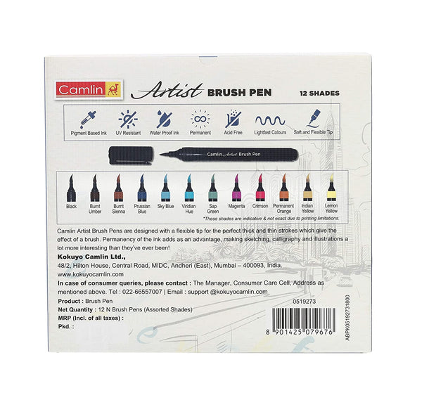 Camlin Artist Brush Pen -Pack of 12