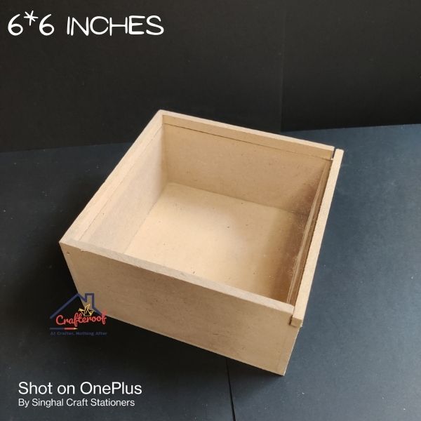 Acrylic Lid Slider Mdf Box - 6*6 inch