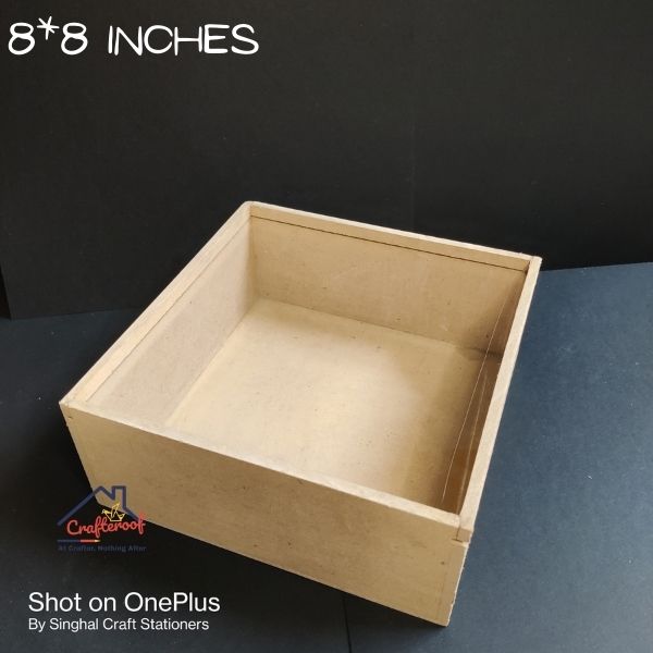 Acrylic Lid Slider Mdf Box - 8*8 inch