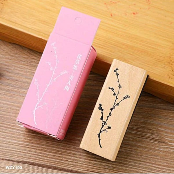 Beauty Plum Flower journal Wooden Stamp