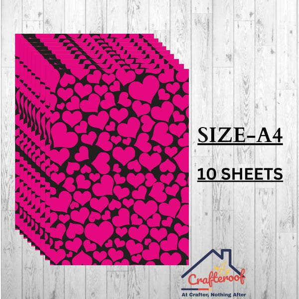 Black Pink Heart - A4 Designer Sheets