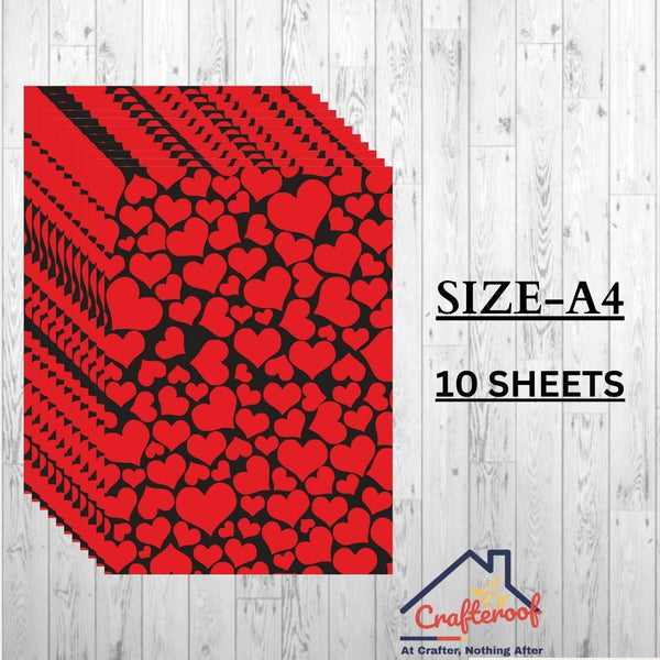 Black Red Heart - A4 Designer Sheets