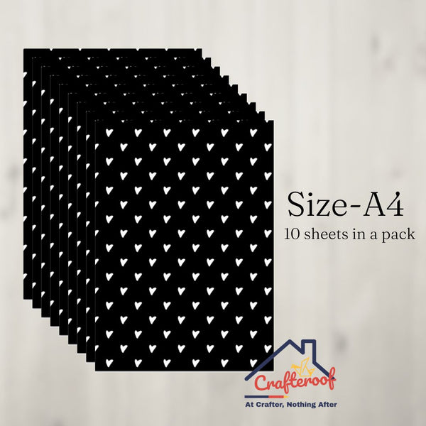 Black n White Heart -A4 Designer Sheets