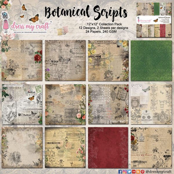 Botanical Scripts - 12" x 12" Paper Pad