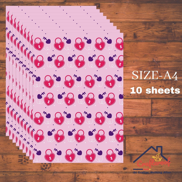 Heart Lock - A4 Designer Sheet