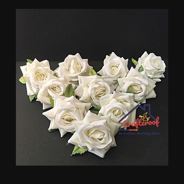 Snow white Fabric Flower - 10Pcs/pack