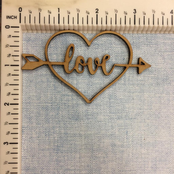 Heart Love Arrow - MDF Cutout