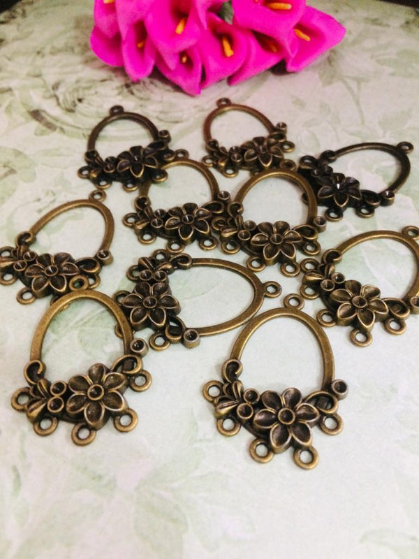 Floral Frame Metal Charm