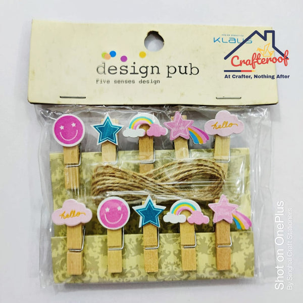 Rainbow Wooden Clips