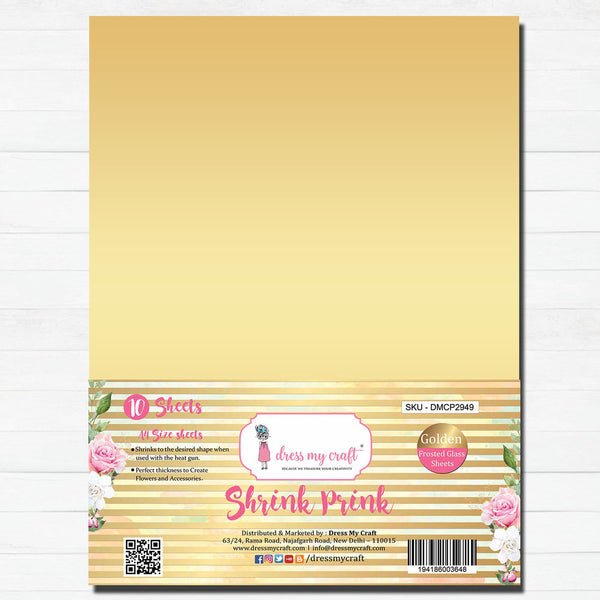 Shrink Prink - Golden Frosted Glass Sheet - Pack of 10 Sheets