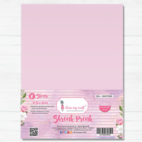 Shrink Prink - Lilac Frosted Glass Sheet - Pack of 10 Sheets
