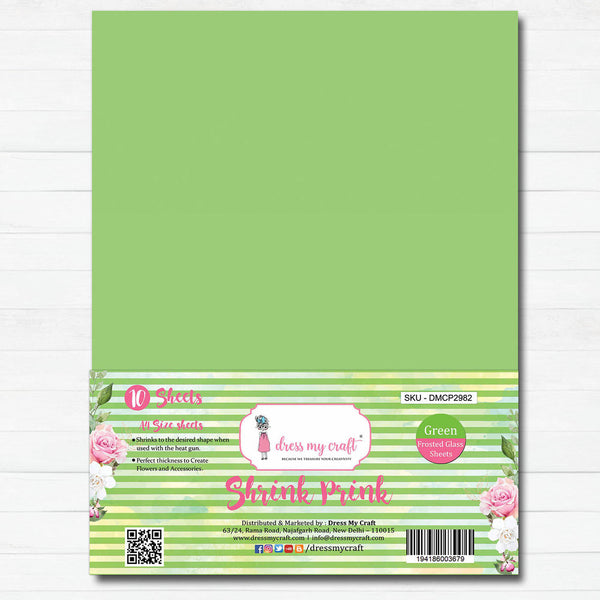 Shrink Prink - Green Frosted Glass Sheet - Pack of 10 Sheets
