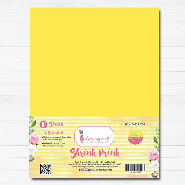 Shrink Prink - Yellow Frosted Glass Sheet - Pack of 10 Sheets