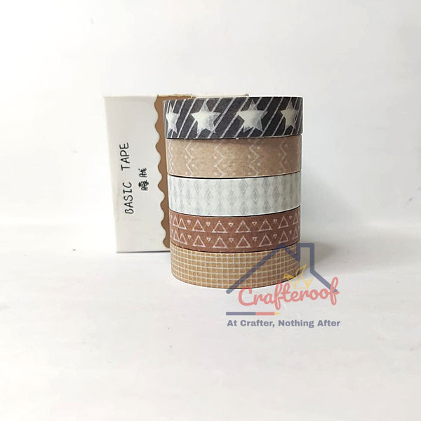 Designer Basic Washi tapes #3 – 5tapes/set