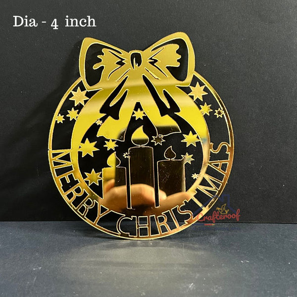 Merry Christmas #2 Golden Acrylic Cutout - 10pcs/pack