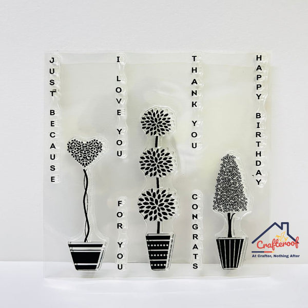 Flower Pot & Sentiment - Clear Stamp