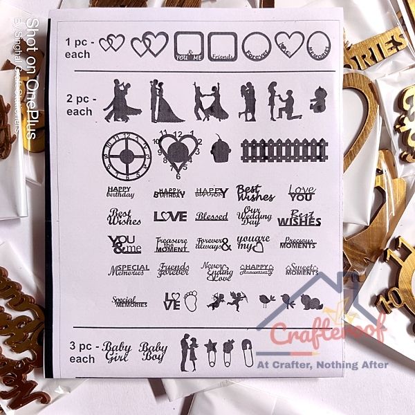 Golden Textured - Mdf Cutout 105pcs/set