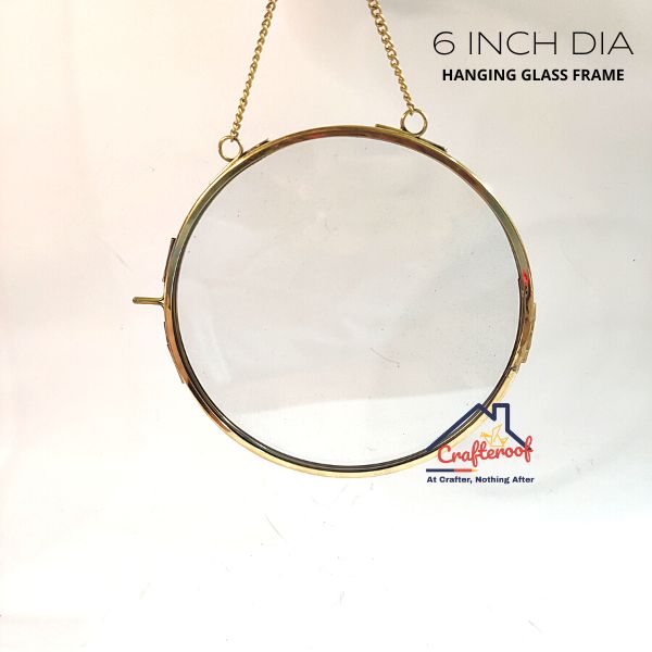 Hanging Circle Glass Frame - 6 Inch Dia