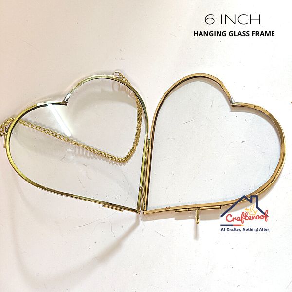 Hanging Heart Glass Frame - 6*6 Inch