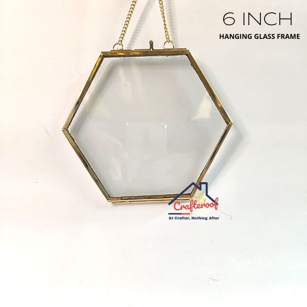 Hanging Hexagon Glass Frame - 6*5 Inch