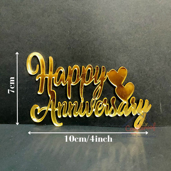 Happy Anniversary Golden Acrylic Cutout - 10pc/pack