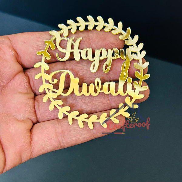 Happy Diwali #1 Golden Acrylic Cutout - 10pcs/pack