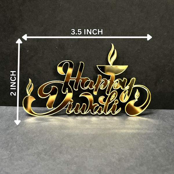 Happy Diwali #10 Golden Acrylic Cutout – 10 pcs/pack