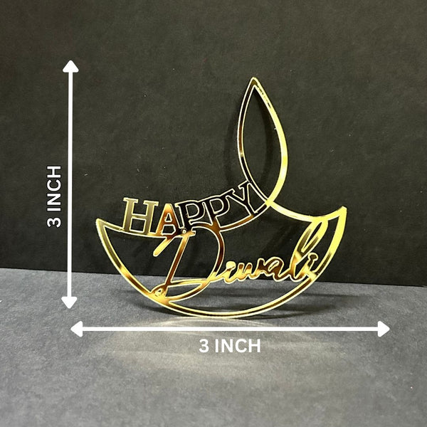Happy Diwali #12 Golden Acrylic Cutout – 10 pcs/pack