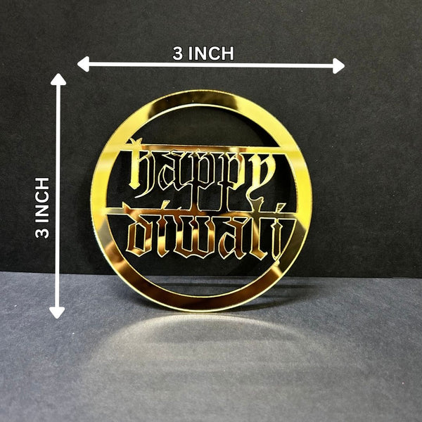 Happy Diwali #15 Golden Acrylic Cutout – 10 pcs/pack