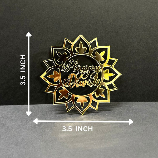 Happy Diwali #16 Golden Acrylic Cutout – 10 pcs/pack