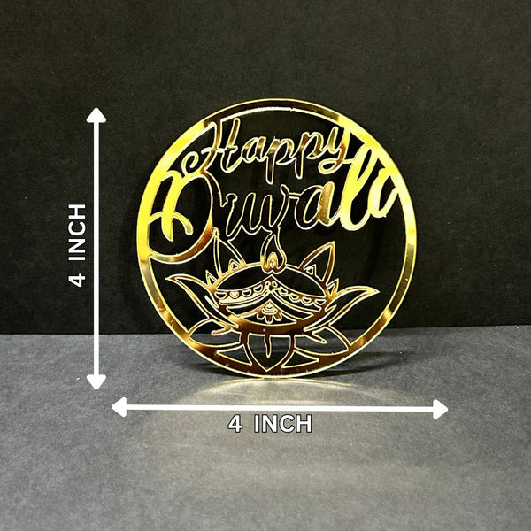 Happy Diwali #19 Golden Acrylic Cutout – 10 pcs/pack