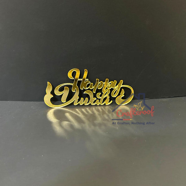 Happy Diwali #4 Golden Acrylic Cutout – 10pcs/pack