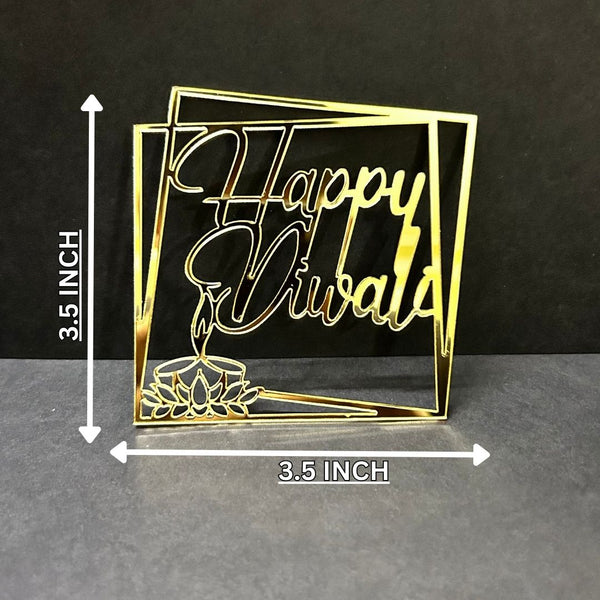 Happy Diwali #17 Golden Acrylic Cutout – 10 pcs/pack