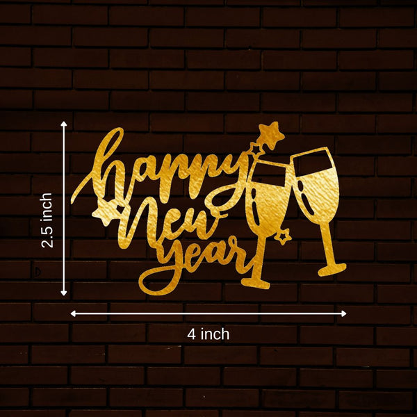 Happy New Year Golden Acrylic Cutout - 2pc/set
