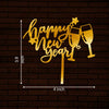 Happy New Year Golden Acrylic Cutout - 2pc/set