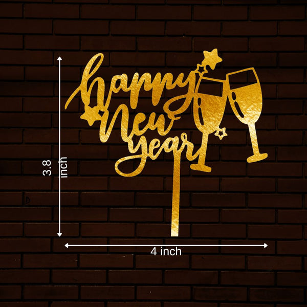 Happy New Year Golden Acrylic Cutout - 2pc/set