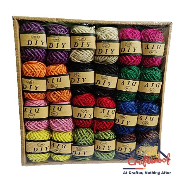 Colored Jute Thread Box - 24pcs/box