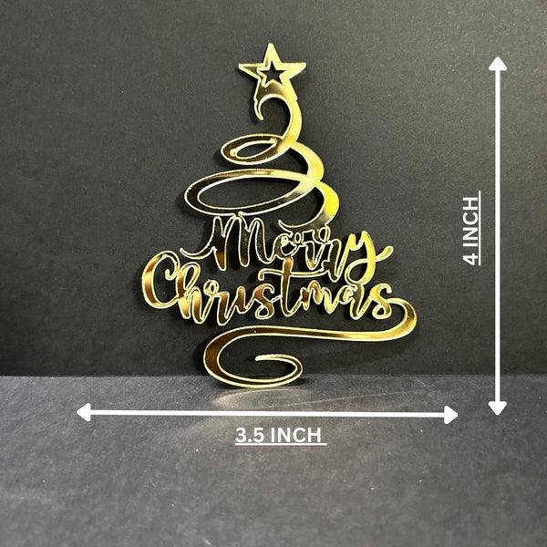 Merry Christmas #5 Golden Acrylic Cutout – 10pcs/pack