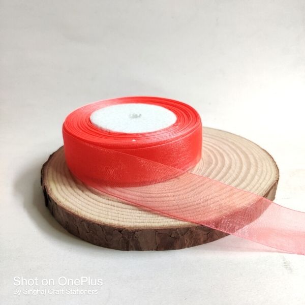 Organza ribbon 1 inch - Neon Orange