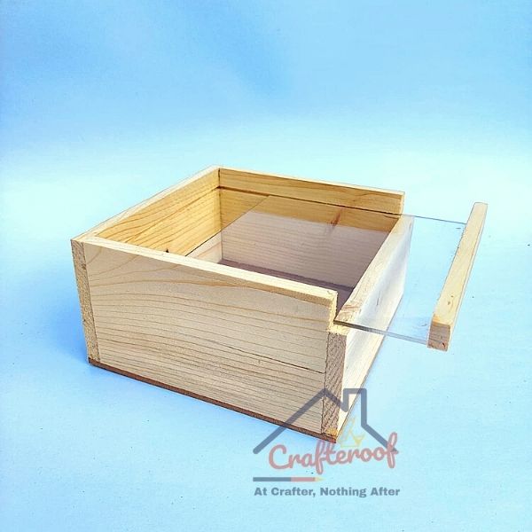 6*6 PineWood Box - Transparent Slider Lid