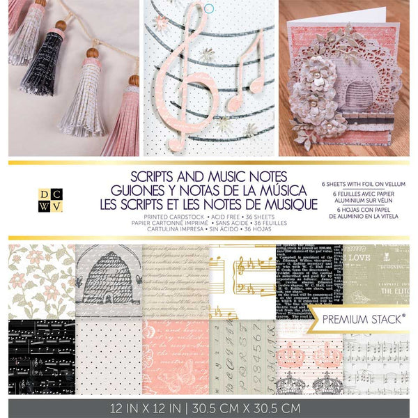 Scripts And Music Notes - 12 "x12" Paper Pad